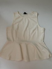 H&M Damen Top Creme Weiß Gr. L Volant Modern Trend Look Sommer Fashion Design