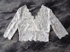 Dirndl Bluse Top Spitze 3/4 Langarm Gr. M 38 Neu