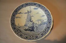 Boch Delfts Belgium Porzellan Wandteller Dekoteller Blau Weiß Malerei DM 30 cm