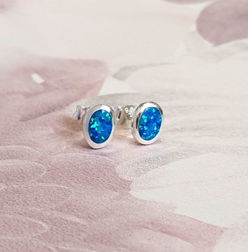 Glück blau opal oval - glück, solide