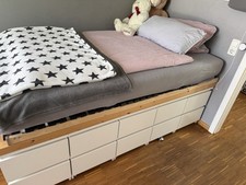 DIY Hoch-Bett 120x200cm mit Unterbau inklusive Lattenrost und Matratze