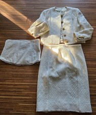 Lanvin Vintage Kostüm Rock Blazer Bustier Creme M 3x Teile