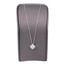 18ct 18K White Gold Diamond Pendant + Fine Cable Chain Necklace 45.5cm. New