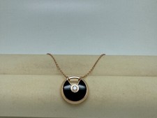 CARTIER Amulette de Cartier SM Diamant Onyx Anhänger Kette 18kt Roségold