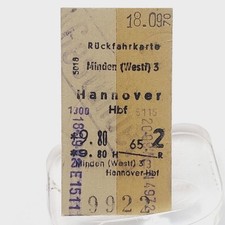 Fahrkarte Fahrschein Rückfahrkarte Minden Hannover 1970