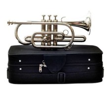 SMART DEAL!! CORNET Bb FLAT NEW CHROME PLATED CORNET TROMPETE +FREE CASE+M/P
