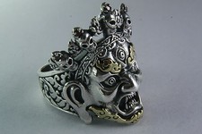 SHIVA GÖTTIN GESICHT BIKER SKULL TOTENKOPF MASKE 925 ECHT SILBERRING / 430