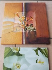 2 x Keilrahmen Bild  Wandbild Orchideen Blumen Bilder Set*