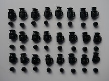 24 Kordelstopper schwarz ca. 15 x 5 mm x Höhe 20 mm, Lochgröße Ø ca. 8 mm + Ring