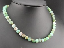 GJ69 * SOGNI D`ORO EDELSTEIN KETTE  CHRYSOPRAS GRÜN 8mm   925er SILBER/VG