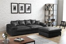 Big Sofa Megasofa Riesensofa AREZZO - Vintage Schwarz inkl.Hocker