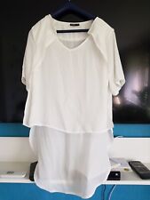 Janina Taft Bluse Gr.42 Tunika Weiss Pailetten Transparent 