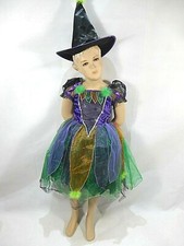 NEU Zauberhaftes Hexen - Kostüm mit Hut * Glitzer, Spinnen, Organza * Gr. 128 