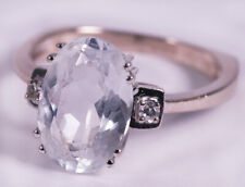 Vintage Ring Cocktailring 585 Weißgold mit Brillanten großer Apatit RG 56