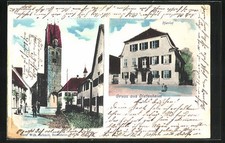 Dietenheim, Ansichtskarte, Pfarrhof, Straßenpartie mit Gebäudeansicht 1903 