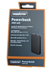 Primaster Powerbank 5000 mAh Schwarz Externe Batterie Ladegerät Handy Tablet