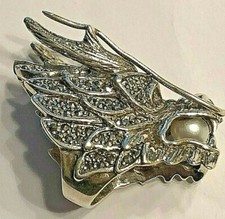 925er Silber Ring Drache  Gothic mit Smaragd Rubin Markasiten  Extrem Massiv 