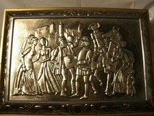 gr. Lebkuchen Blech Dose Kiste silber / gold mit Prägungen Otto Schmidt vintage