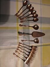 Kaffeebesteck 15-teilig - vergoldet -  Motiv Rose 