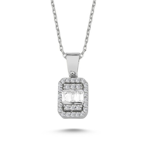 Baguette diamant halskette - baguette, 14