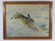 Kurt Meyer-Eberhardt Ölgemälde antik Hase im Schnee signiert, um 1920; K118 1343