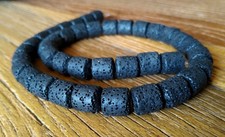 😏 Lava schwarze Walzen ca. 10x10 mm Perlen Strang für Armband & Kette 😉