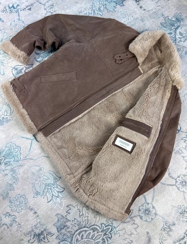 Shearling leather jacket - leather, retro