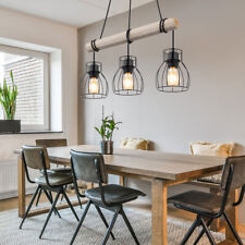 Hängeleuchte Pendellampe Holzluchte Deckenlampe Gitter 3-Flammig verstellbar