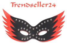 Augenmaske  aus Schwarz/rotem Leder mit 34 Nieten