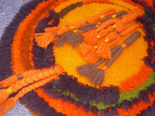 Wandteppich 60er 70er Jahre Pop OP Art  Design orange Zöpfe VINTAGE Wandbehang