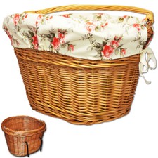 Fahrradkorb mit Haltebügeln Weide mit Einlage Weidenkorb Einkaufskorb Lenkerkorb