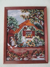 Gobelin Stickbild mit Rahmen 33 x 43  cm  -