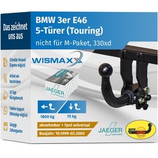 ANHÄNGERKUPPLUNG abnehmbar für BMW 3er Touring E46 99-05 +7polig E-Satz ABE