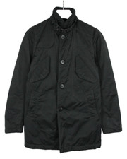 G-Star Atlas Garber Trench Jacke Herren M Gefüttert Schwarz Taschen Geknöpft