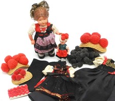 Puppe SCHWARZWALD MÄDEL alte Tanzpuppe Tracht Bollen Hut Kleid Borte Puppenstube