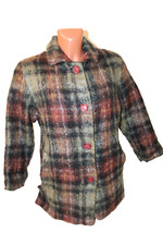 Creation Atelier Jacke Kurzgröße 22 M Wolljacke Wolle Mohair Blazer kariert