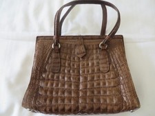 VINTAGE – Ledertasche, Krokodilprägung, 25 x 20 cm, 60er Jahre (0980)