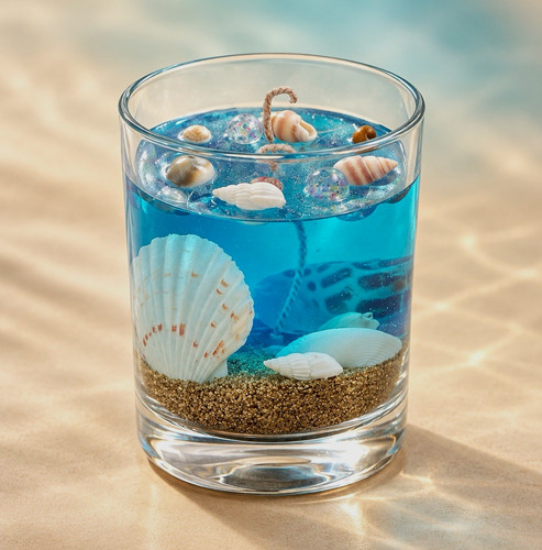 Gelkerze glas blau mit - gelkerze,