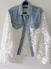 Spitzen jeansjacke bluse s - ,,