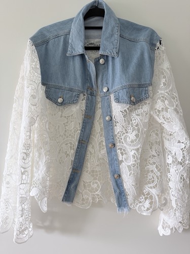 Spitzen jeansjacke bluse s - jeansjacke/,