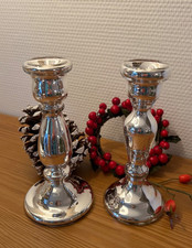 2 Kerzenleuchter Bauernsilber Kerzenständer Mercantile H: 18 cm Hochwertig