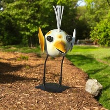 Gartenfiguren kleine Tiere - Spatz handgefertigt Metall wetterfest