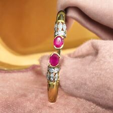 Elegantes 2,70 Cts Runder Brillant Diamanten Rubin-Manschette Armband 14K Gold