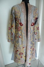 Princess Coat, Roh-Seide, Größe M,  grau, handbestickt