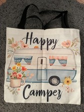 Leinen Beutel Happy Camper Camping Queen Wohnwagen Tragetasche Tasche