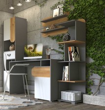 Jugendzimmer-Set komplett 5-teilig graphit hell weiß Nash Eiche 94860110