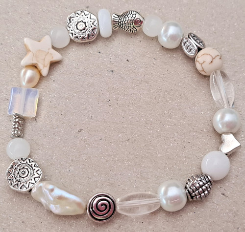 Glasperlen armband sonne - sonne, weiß