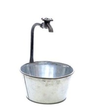 Übertopf zink Wasserhahn Pflanztopf BlumenTopf Kübel Pflanzgefäß Shabby Vintage