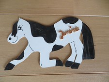 Türschild * Holzbild * Holzausschnitt * Pferd mit Namen JANINA * Pony Pferde 
