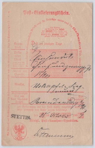 Preußen 1867 postschein mit - preußen,